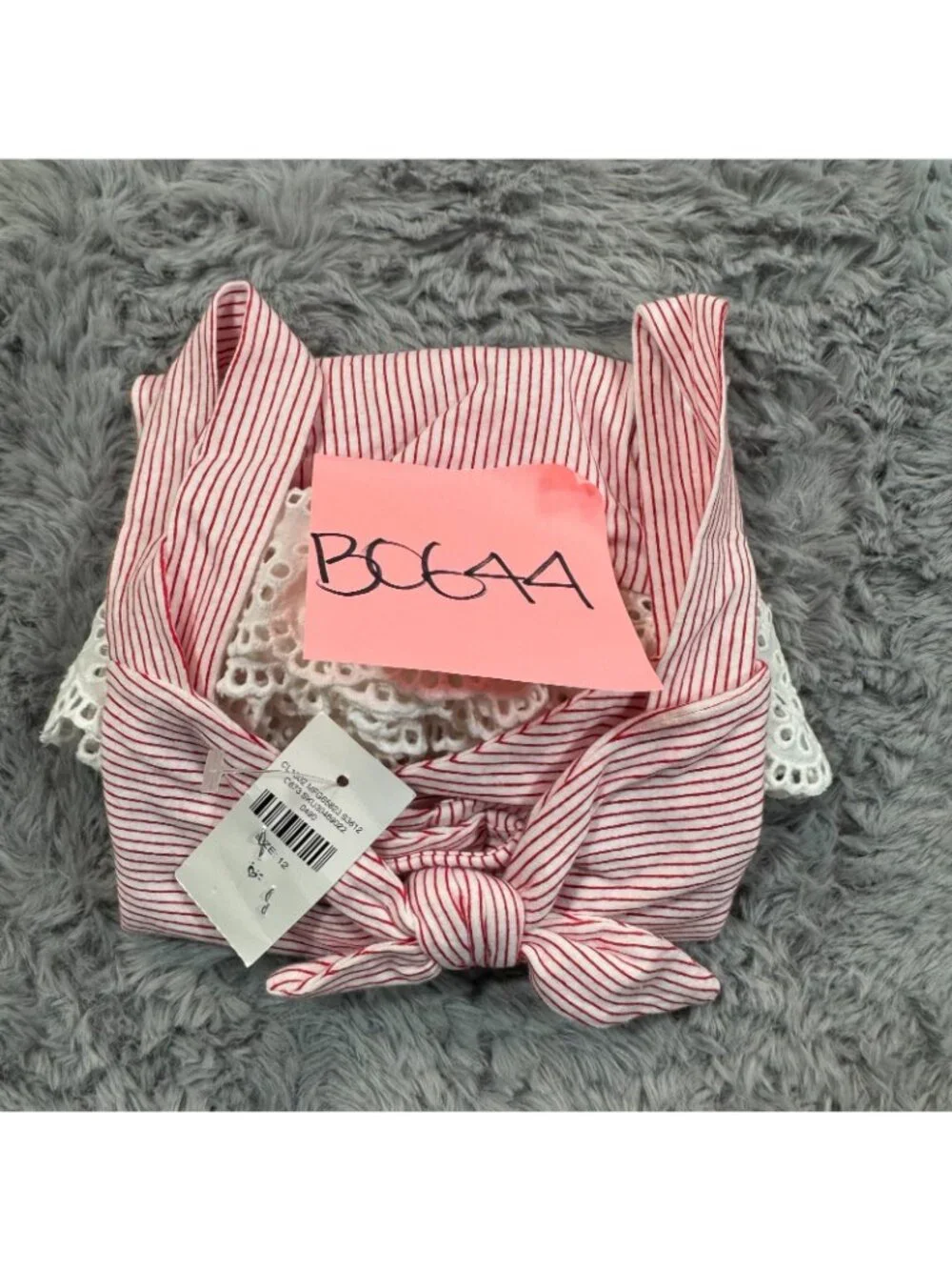 Justice Tank Top Girls 12 Pink Pinstripe Cotton Bow Detail Eyelet Hem Pullover